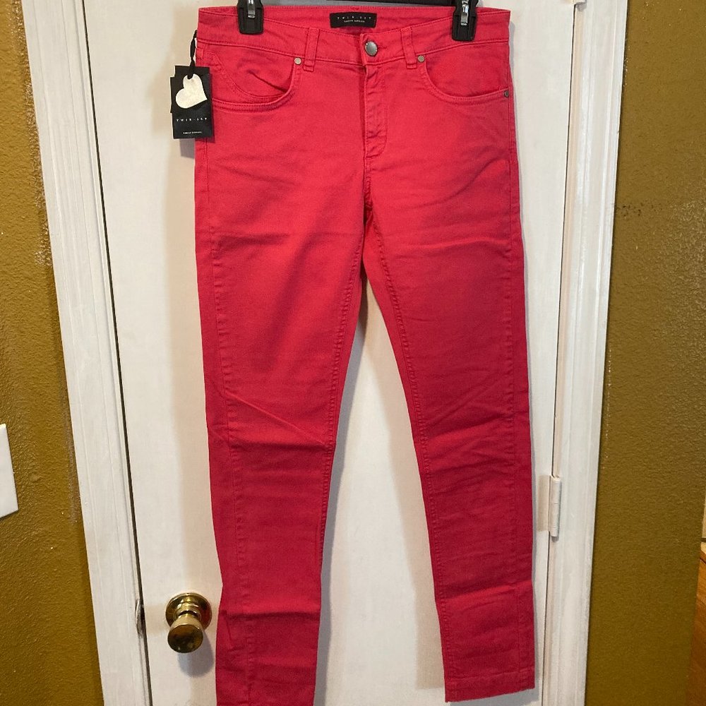 Twin Set women's size 27 raspberry red heart bottom jegging like jeans 29x31